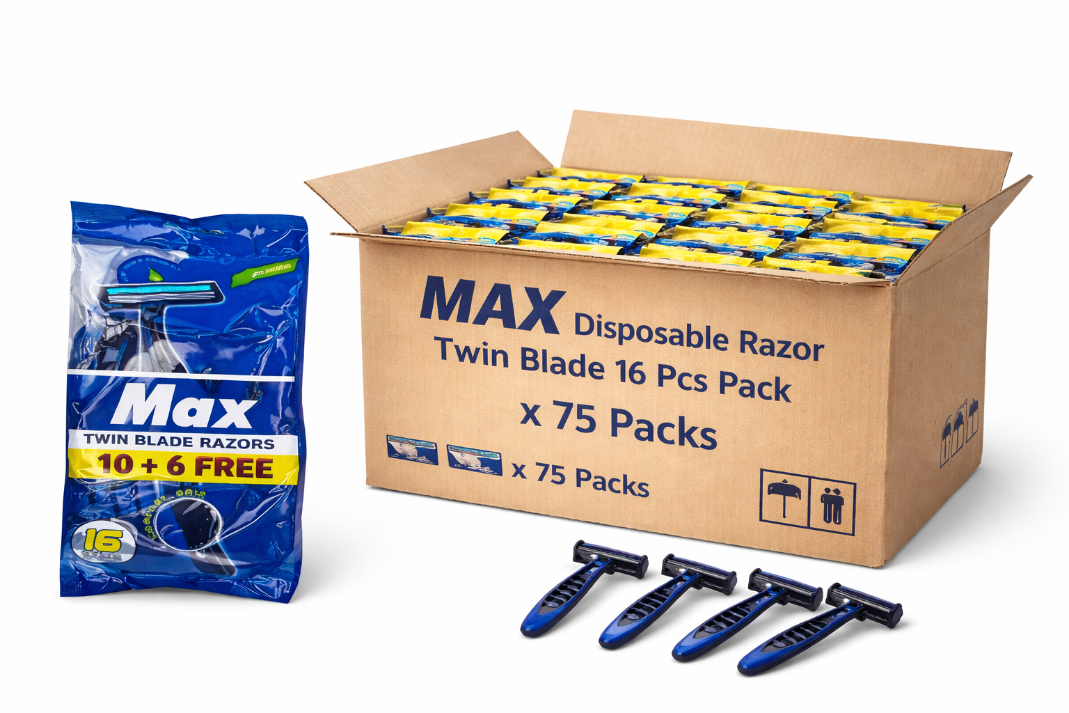 Triple blade disposable razor
