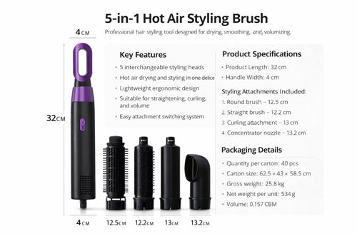5 -in -1 Hot  Air Styling Brush