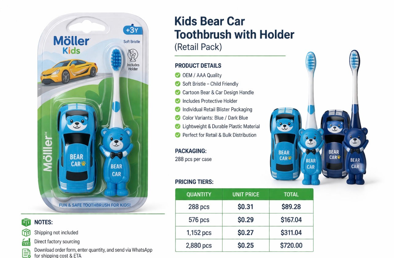 Kids Bear Car Toothbrush with Holder