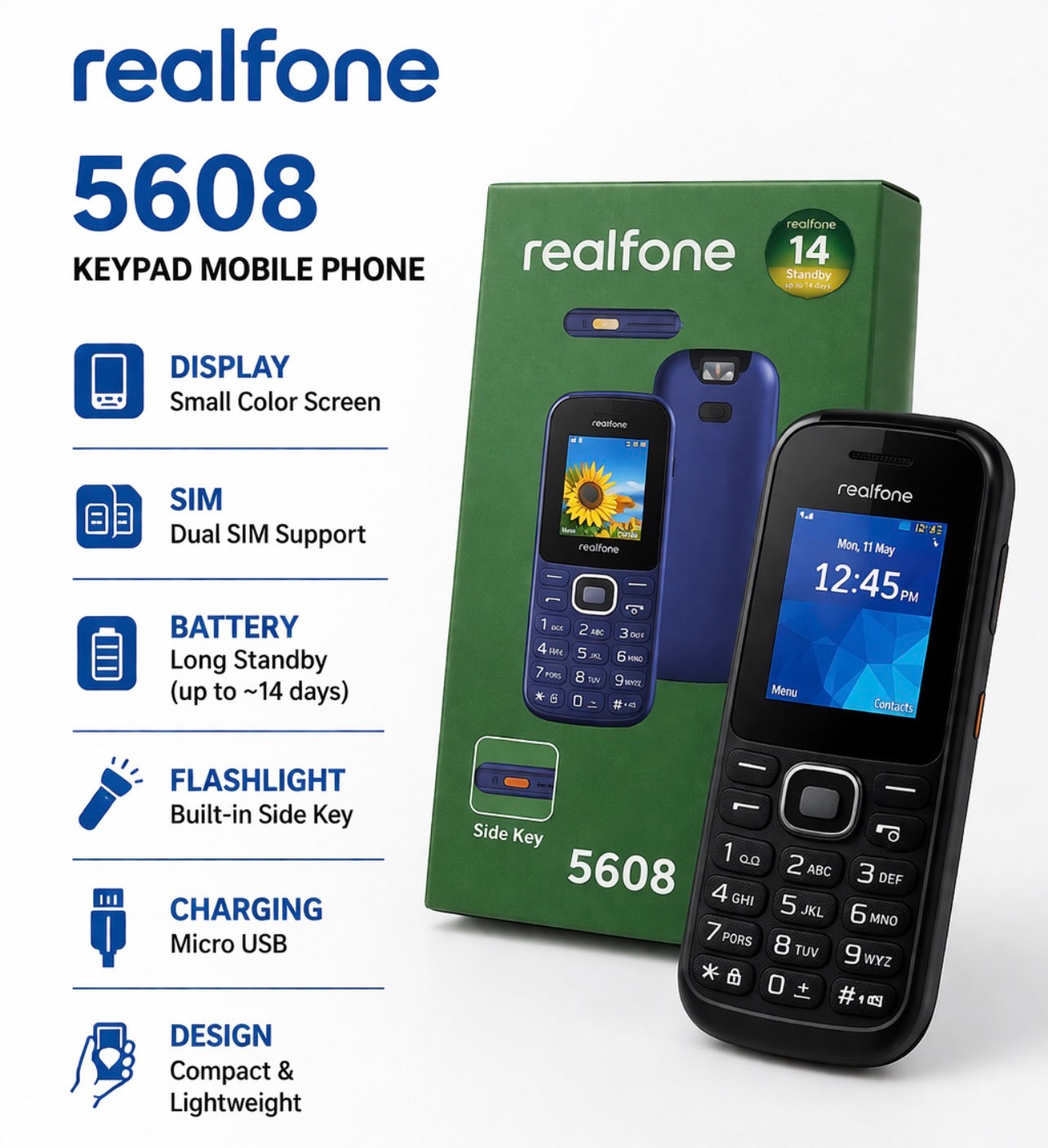 Realfone 5608 Keypad Mobile Phone