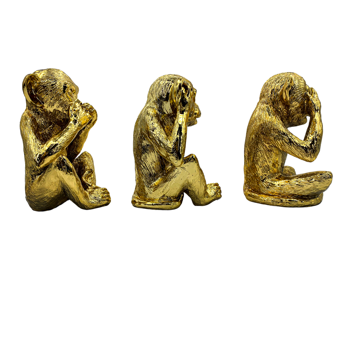 Silent Monkey Statue for Home Decor, Decorative Animal Figurine for Living Room, Bedroom, Dining Room, Office, Bathroom, Gold