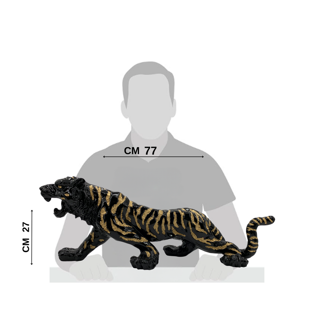Decorative Tiger Statue Figurine for Home and Office, Animal Collectibles, Black