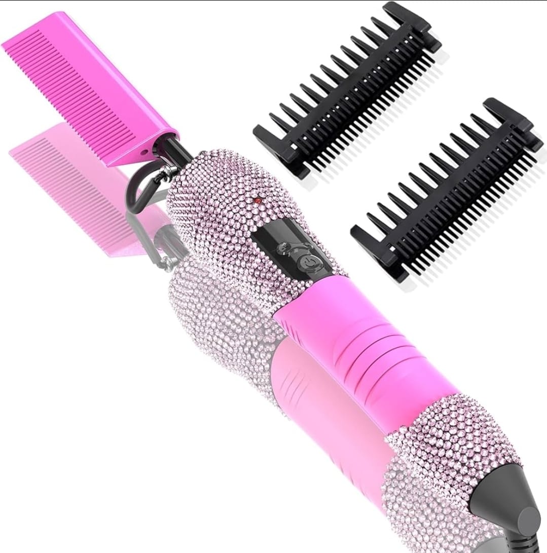 2-in-1 Electric Hot Comb Hair Straightener Brush – LCD Temperature Control