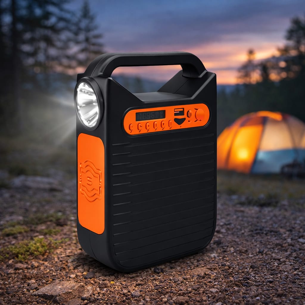 6 in-1 Solar Emergency Light & Radio Power Station