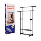 Multifunctional organizer / closet with 2 clothes tubes and 2 storage levels, variety of colors / doublé-pole shoe and hat rack / 8902