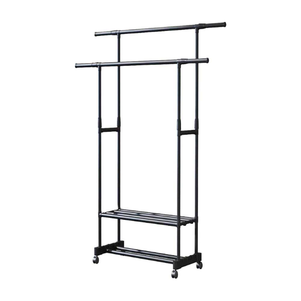 Multifunctional organizer / closet with 2 clothes tubes and 2 storage levels, variety of colors / doublé-pole shoe and hat rack / 8902