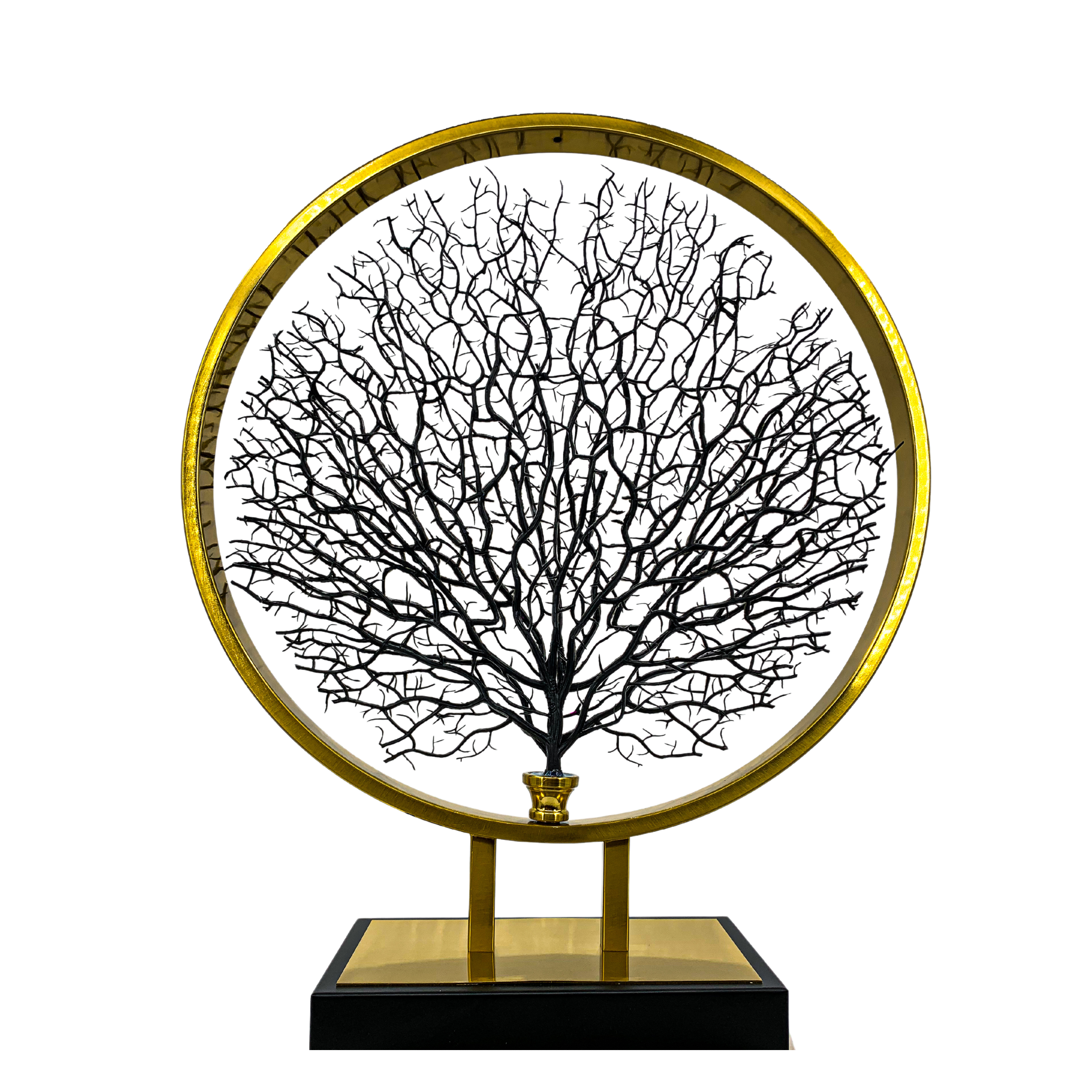 Decorative Metal Tree Sculpture, 24 in Diameter, Black and GOLD