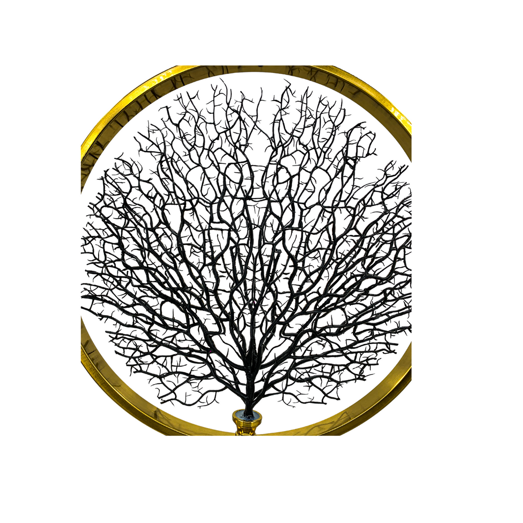Decorative Metal Tree Sculpture, 24 in Diameter, Black and GOLD