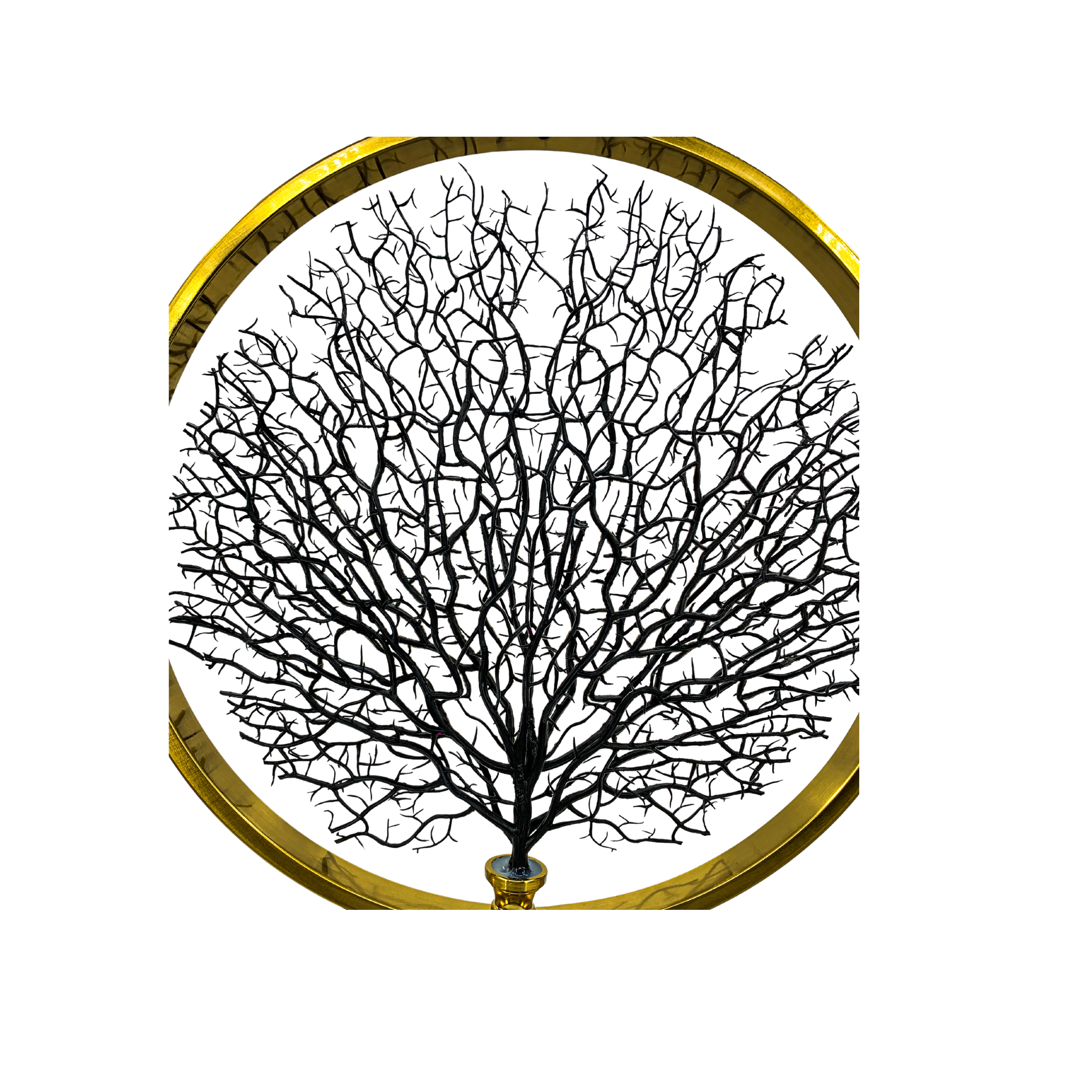 Decorative Metal Tree Sculpture, 24 in Diameter, Black and GOLD