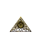Decorative Pyramid Tabletop Clock, Geometric Metal Frame, 12 inches