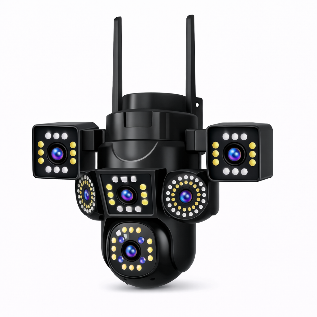 6-Lens AI WiFi PTZ Outdoor Security Camera with Full Color Night Vision