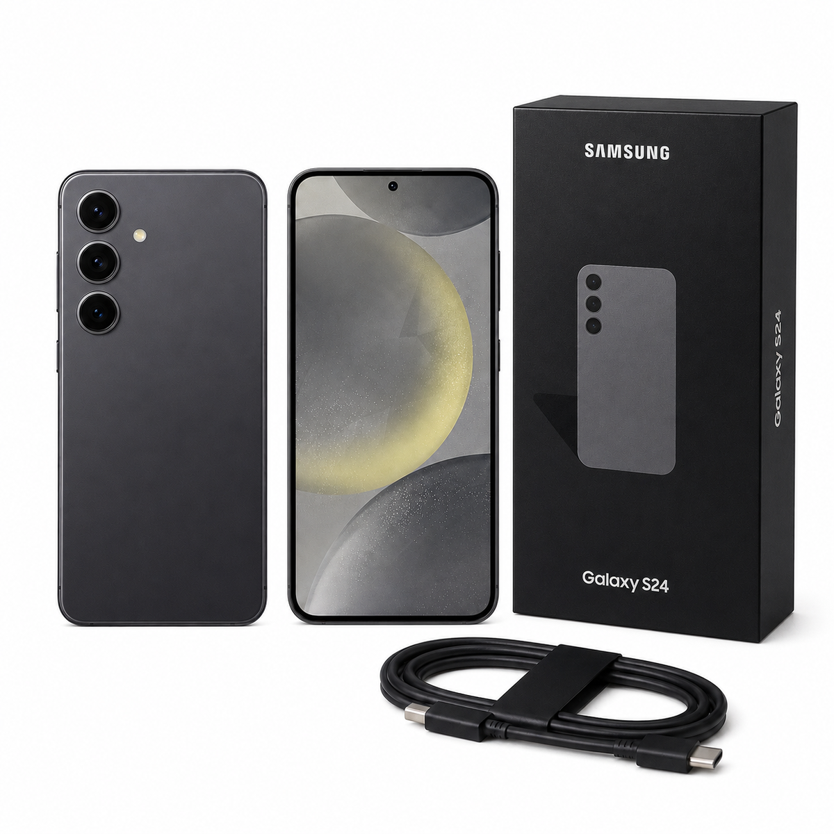 Samsung Galaxy S24 Grade A used phone with original Samsung box and accessories
