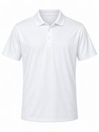 White Polyester Sport polo shirt — smooth sports fabric