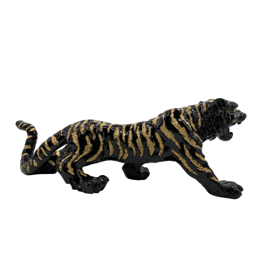 Decorative Tiger Statue Figurine for Home and Office, Animal Collectibles, Black